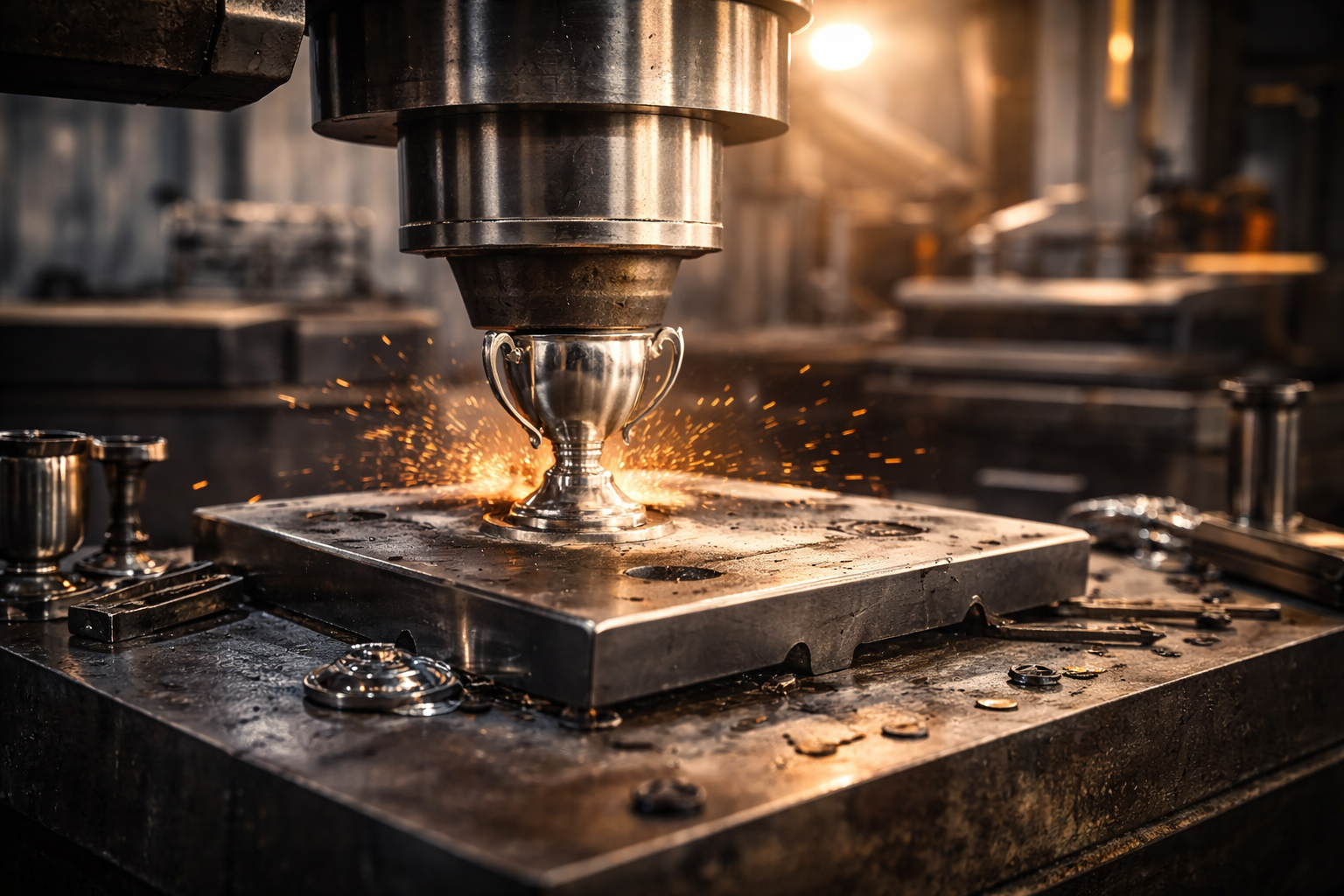 Werkstatt: Herstellung eines Metallpokals durch Umformen